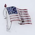 Crystal Swaying American Flag Pin Brooch