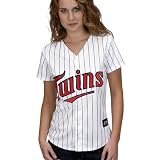 MLB Minnesota Twins Women's Short Sleeve 5 Button Synthetic Replica Jersey (White, Small)