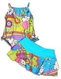 Baby Buns - Girls One Piece Hearts Swimsuit Set, Blue, Multi (Size 6X)