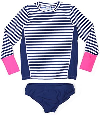 Sabbia Bianca Women's Stripe Long Sleeve Rash Guard Swimsuit (medium)