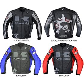 Joe Rocket Heavy Men's Kawasaki Leather Sports Bike Motorcycle Jacket - 2008 Model - Color: Black/Red, Size: 2X-Large