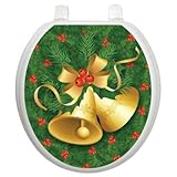 Toilet Tattoos TT-X611-R Christmas Bells Decorative Applique For Toilet Lid, Round Toilet Tattoos TT-X611-R Christmas Bells Decorative Applique For Toilet Lid, Round