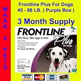 Frontline Plus Dogs 45-88 lb. 3 Pack (Purple) * Free Shipping *