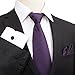 Stylefad Men's Solid Plaid Wide Neck Tie Set Hanky Cufflink Dark Purple