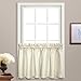 United Curtain Hamden Woven Waffle Kitchen Tiers, 55 by 24-Inch, Ivory, Set of 2