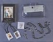 First Communion Gift Set - Boy - ENGLISH - Black Molded Rosary - Missal - FC Pin - Scapular - Clear Vinyl Wallet