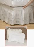NEW WRAP AROUND EYELET LACE BED SKIRT / DUST RUFFLE - 14 DROP