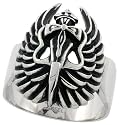 Surgical Steel 1 1/16" ( 27 mm ) Dagger & Wings Gothic Ring