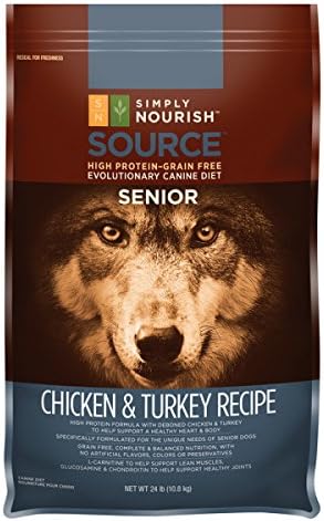 Simply Nourish SOURCE Senior Dog Food - Grain Free, High Evolution, Chicken &amp; Turkey, 24 lb