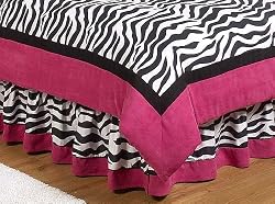 Queen Bed Skirt for Hot Pink & Zebra Print Bedding Set by JoJo Designs