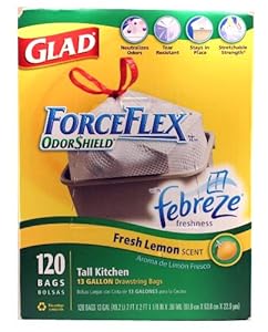 Glad ForceFlex Tall Kitchen 13 Gallon Trash Bag With Odor Shield - 120-Count