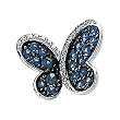 14K White Gold Sapphire and Diamond Butterfly Brooch