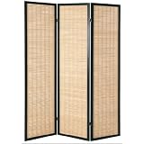 BAMBOO Natural colour with Black Border 3-Pane Room Divider / Splitter Screens