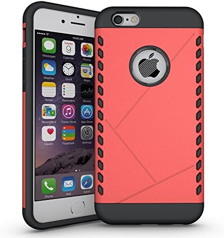 IPhone 6/6s Case, LEMY JOUNERY [Slim Fit] Rugged Hybrid Dual Layer Armor Defender Shockproof Protective Cover Case Impact Resistant Bumper with Cushioned Corner for iphone 6/6s (RED)