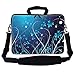 Meffort Inc 15.6 Inch Neoprene Laptop Bag – Water Resistant, Reinforced Zipper, Adjustable Shoulder Strap, Extra Side Pocket, Fits 15 to 15.6 Inch Laptops - Blue Mini Flower Swirl
