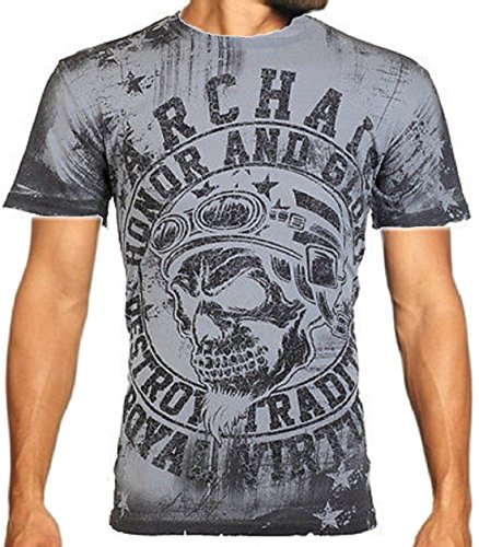 Archaic AFFLICTION Men T-Shirt RACER American Customs USA FLAG Biker