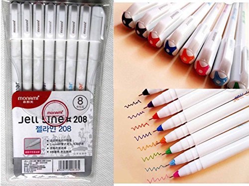 Monami Jell Line 208 Office Gel Ink Sign Pen Micron 0.4 Mm Marker 8 Color 3 Set