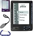 Black ECTACO jetBook eBook Silicone Skin Case Cover (Black), Screen Protector with Lint Cleaning Cloth, LED Max Bright Light, and Free Carabiner Key Chain