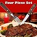Restaurant Quality 4 Piece Steak Knife and Fork Set with Dark Pear Wood Handles and Stainless Steel Blades & FREE UK Delivery