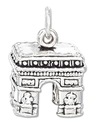 Sterling Silver Antiqued Three Dimensional Arc De Triomphe Charm