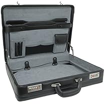 Alpine Swiss Expandable Leather Attache Briefcase Dual Combination Locks 1 Year Warranty
