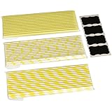 Outside the Box Papers Yellow Stripe, Chevron and Polka Dot Paper Straws-7.75 Inches-Pack of 75