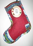 Train on Red Quilting Handcrafted Keepsake Christmas Stocking with Picture Frame - FREE Shipping