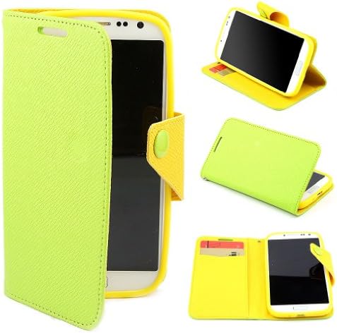 Button Wallet PU Leather Stand Case Cover for Samsung Galaxy S4 S IV i9500 Green + 1 Gift
