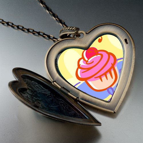 Food Cupcake Photo Large Pendant Necklace