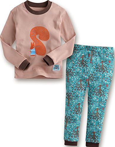 Mimir Kids Boys 2 Pieces Long sleeve Sleepwear Pajama Set Squirrel XL(8-9Y)
