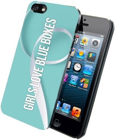 Girls Love Blue Boxes - Phone Case Back Cover (iPhone 5 5s Ð Plastic) comes with Security Tag and MyPhone Designs(TM) Cleaning Cloth