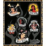 Evilkid Rockabilly Hotrod Pin-up Stickers Set~ Bad Kitty, Bad Girl, Poison, Lady Luck & More!