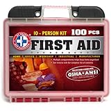 Be Smart Get Prepared 100 Piece First Aid Kit with ANSI Standards, 10 Person, 1.93 Pound
