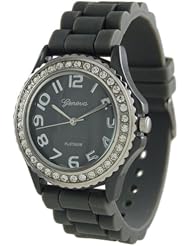 Geneva Platinum Womens 6886.Grey Grey Silicone Quartz Watch with Grey Dial