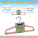 Set of 6 Children's Velvet Hangers - PINK