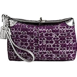 Coach Lurex Signature Capacity Wristlet Bag 42037 Plum