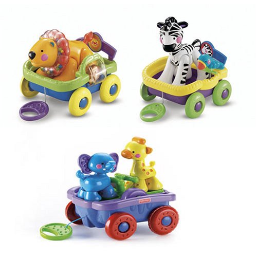 Fisher Price Amazing Animals Set of 3 Push & Pull Toys Zebra, Lion, Elephant & Giraffe