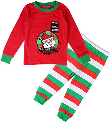 BlcSwan Baby Boy Girl Christmas Santa 2 Pcs Pajamas Set Shirt + Pants (12M-7Y)
