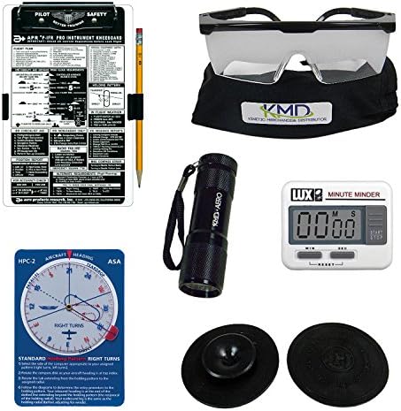 KMD Aero Instrument Flight Training Essentials Bundle - IFR Kneeboard, IFR Foggles, Holding Pattern Computer, Aviator Flashlight, Timer, Failed Instrument Covers (2 Covers Included)