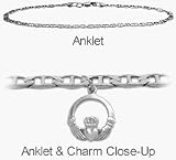 Sterling Silver Claddagh Charm Flat Gucci Anklet