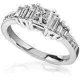 3/4ct TW Princess & Baguette Diamond Engagement Ring in 14Kt Gold