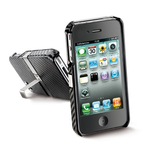 Cellular Line Carbon Hart Case mit Stativ f&uuml;r iPhone4 schwarz