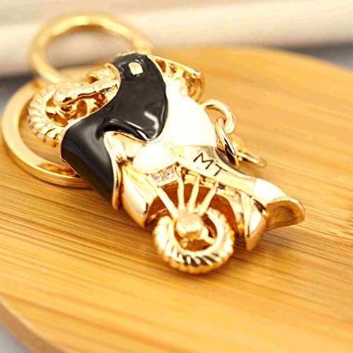 SHFT(TM) Crystal Split Ring Key Chain Key Ring Bag Drop Ornament Rhinestone Gold Plating Black Motorcycle 1pcs