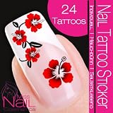 Nail Art Tattoo Sticker Hibiscus / Flower / Blossom - red