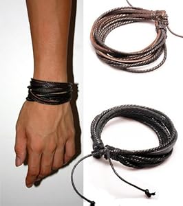 2-Pack Leather Black & Brown Bracelets - Adjustable Wristband - Great For Men, Women, Teens, Boys, Girls