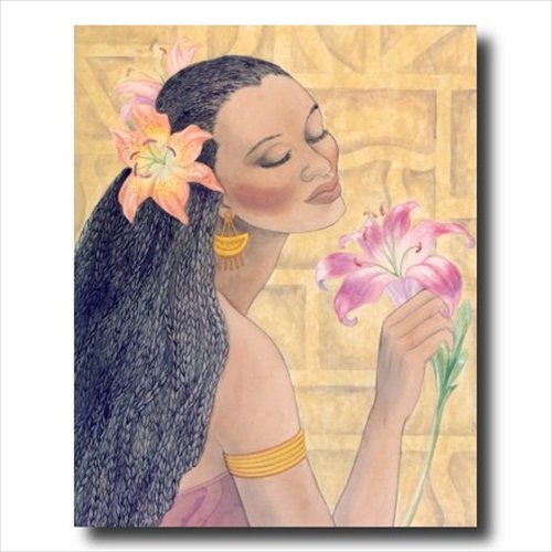 African American Black Flowers And Girl Contemporary Wall Picture 16x20 Art Print