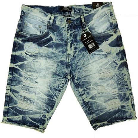 Men's Denim Ripped Shorts with Premium Quality and New style (34, ACID ICE BLUE)