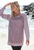 Roamans Plus Size Crochet-Panel French Terry Sweatshirt