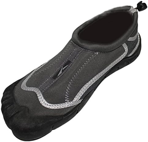 MEN'S Skeletoe Water Shoes - Comfortable Aqua Socks for Pool, Beach, Lake, Yoga, Exercise with Drawstring closure for secure and easy fit - Sizes 7 - 13 (9, Grey)