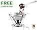 Pour Over Coffee Dripper - Premium Food Grade Stainless Steel Filter - Cafe Style Coffee Maker - Free Weighted Scoop - Paperless Reusable 1-4 Cup Cone Design
